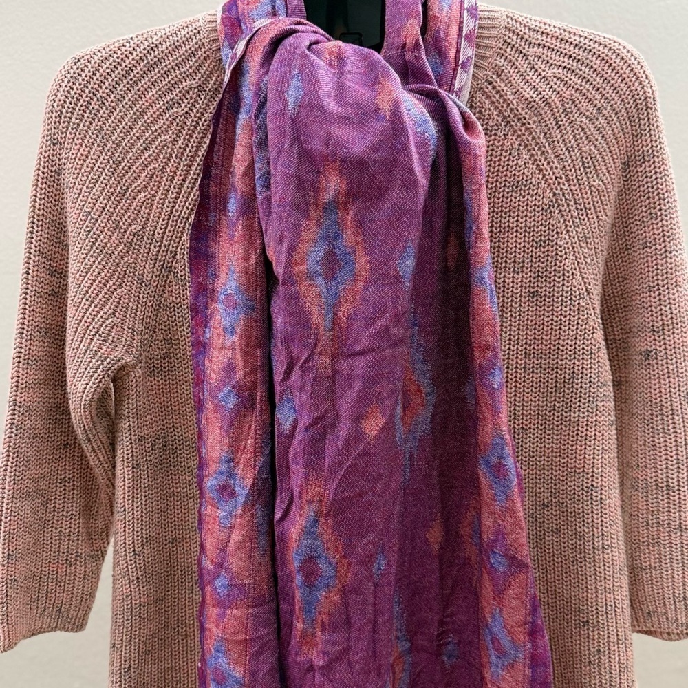 Purple Pashmina Scarf with Fringes – Boho Wrap - Picture 2 of 5